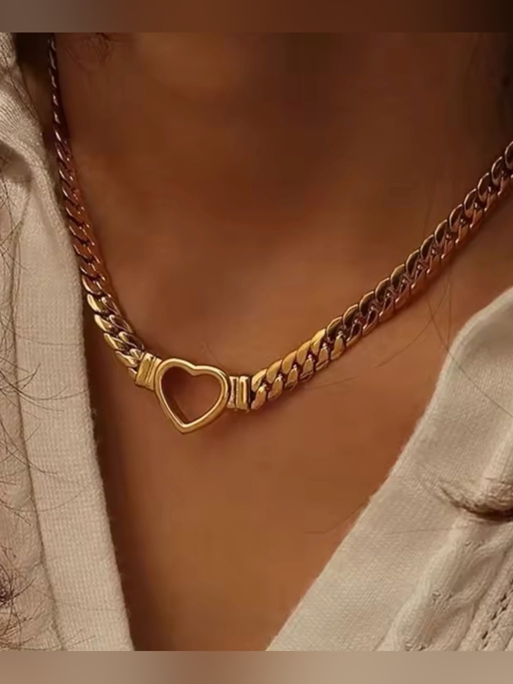 Heart Shaped Chain Necklace Birthday Gift Waterproof Tarnish Free
